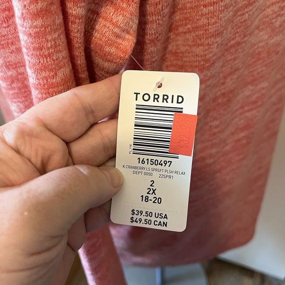 Torrid Plus Size Super Soft Plush Relax Long Sleeve Pocket Top Pink 2X NWT - Picture 6 of 6